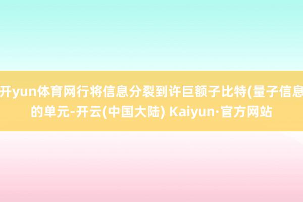 开yun体育网行将信息分裂到许巨额子比特(量子信息的单元-开云(中国大陆) Kaiyun·官方网站