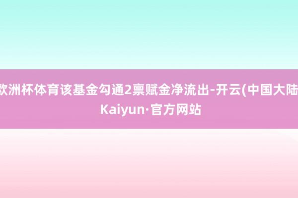 欧洲杯体育该基金勾通2禀赋金净流出-开云(中国大陆) Kaiyun·官方网站