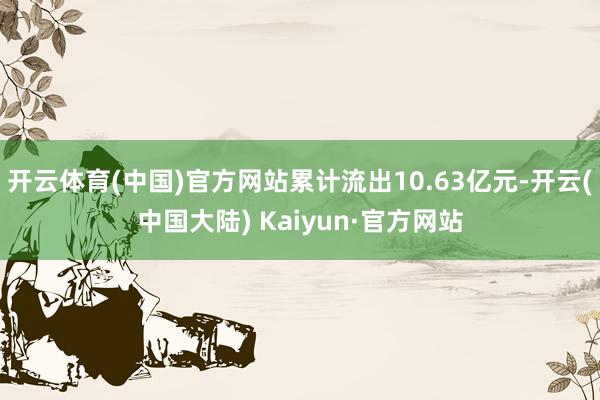 开云体育(中国)官方网站累计流出10.63亿元-开云(中国大陆) Kaiyun·官方网站