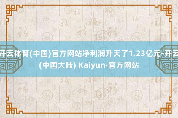 开云体育(中国)官方网站净利润升天了1.23亿元-开云(中国大陆) Kaiyun·官方网站