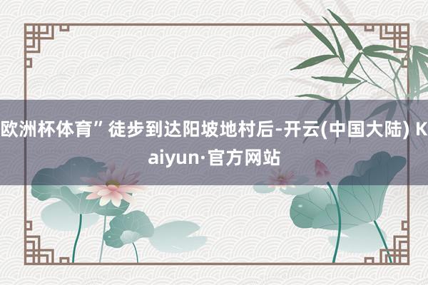 欧洲杯体育”徒步到达阳坡地村后-开云(中国大陆) Kaiyun·官方网站