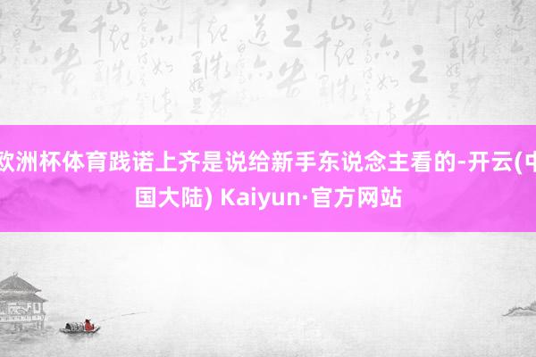 欧洲杯体育践诺上齐是说给新手东说念主看的-开云(中国大陆) Kaiyun·官方网站