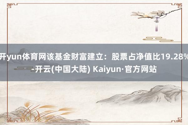 开yun体育网该基金财富建立：股票占净值比19.28%-开云(中国大陆) Kaiyun·官方网站